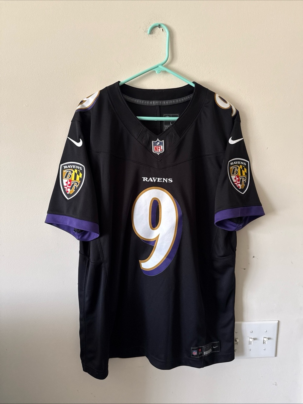 Men’s Nike Justin Tucker #9 Baltimore Ravens Vapor Lmtd Jersey Sz L - Black RARE